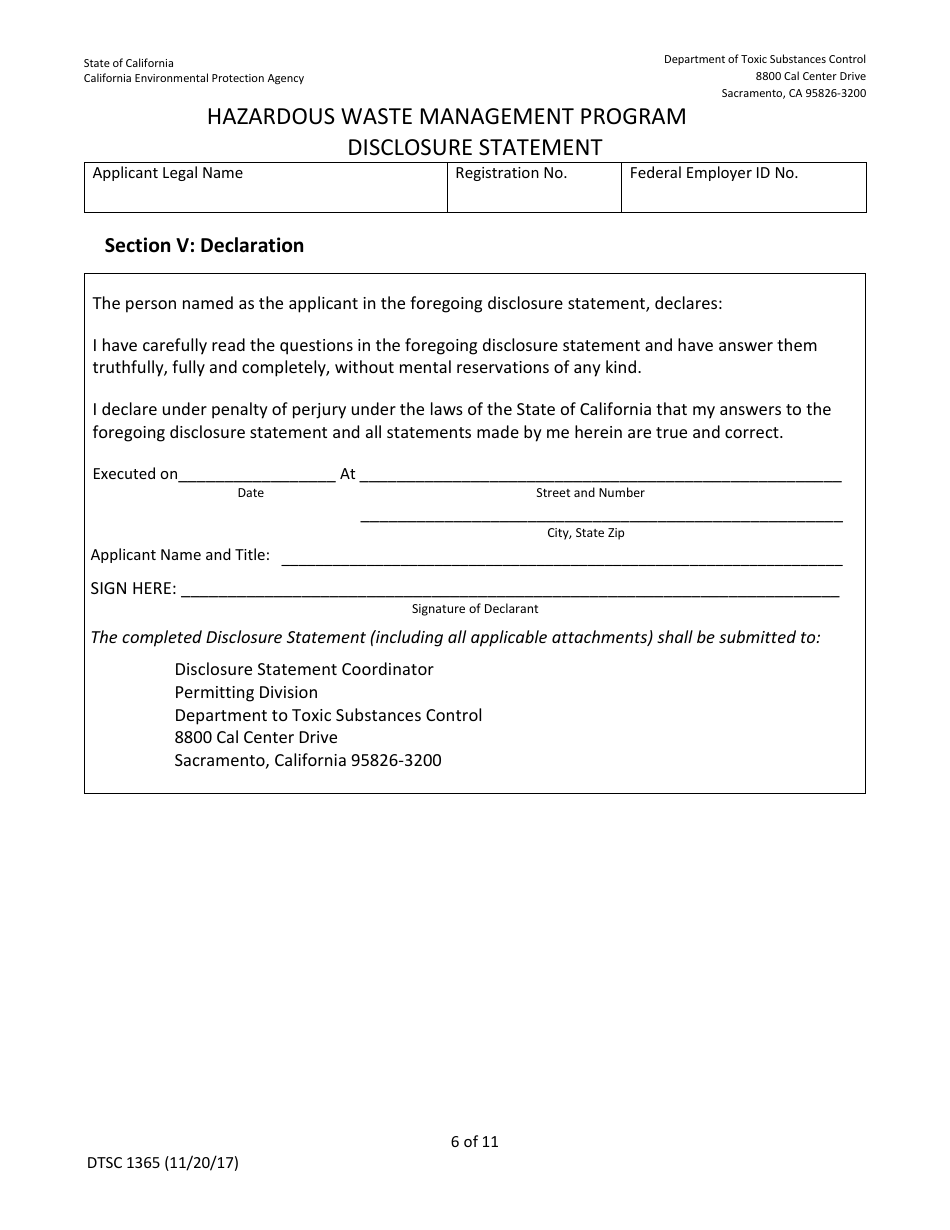 DTSC Form 1365 Disclosure Statement - Hazardous Waste Management Program - California, Page 15