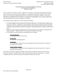 DTSC Form 1365 &quot;Disclosure Statement - Hazardous Waste Management Program&quot; - California