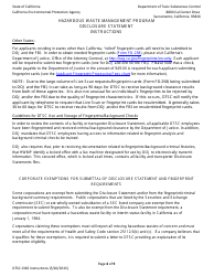 DTSC Form 1365 &quot;Disclosure Statement - Hazardous Waste Management Program&quot; - California, Page 4
