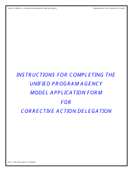 Instructions for DTSC Form 1447 Upa Model Application for Corrective Action Delegation - California