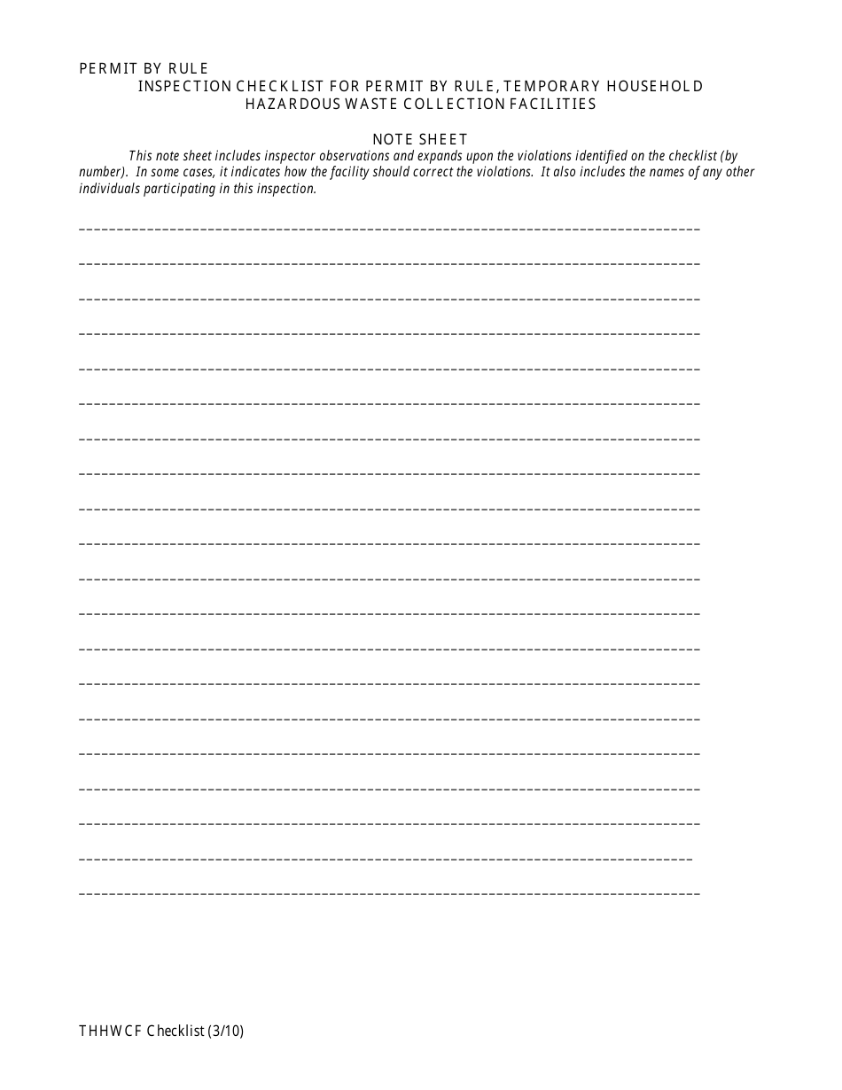 Permit by Rule Temporary Household Hazardous Waste Collection Facility Inspection Checklist - California, Page 8