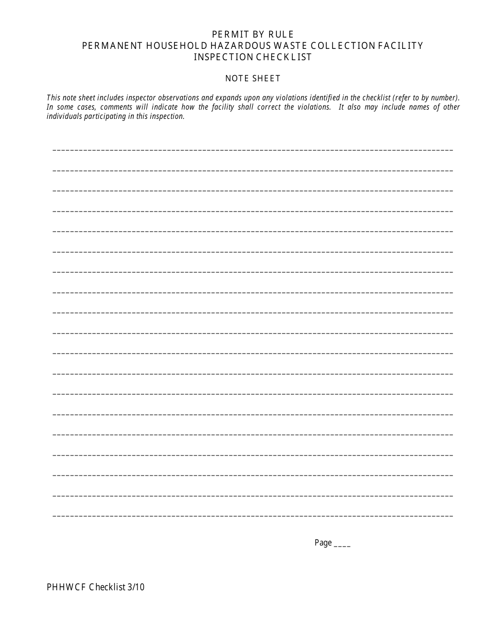 Permanent Household Hazardous Waste Collection Facility Inspection Checklist - California, Page 11