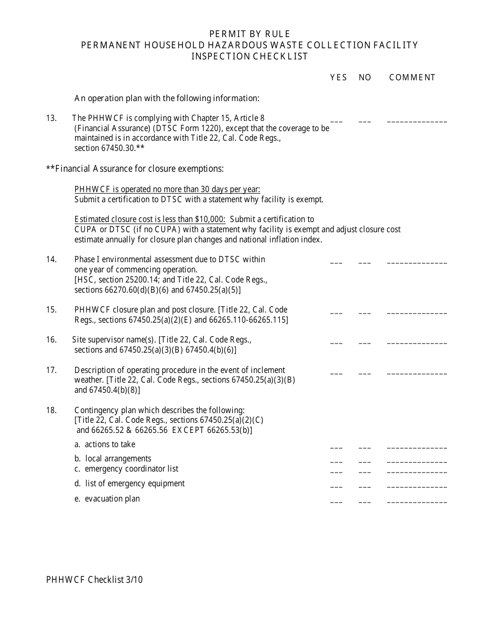 California Permanent Household Hazardous Waste Collection Facility