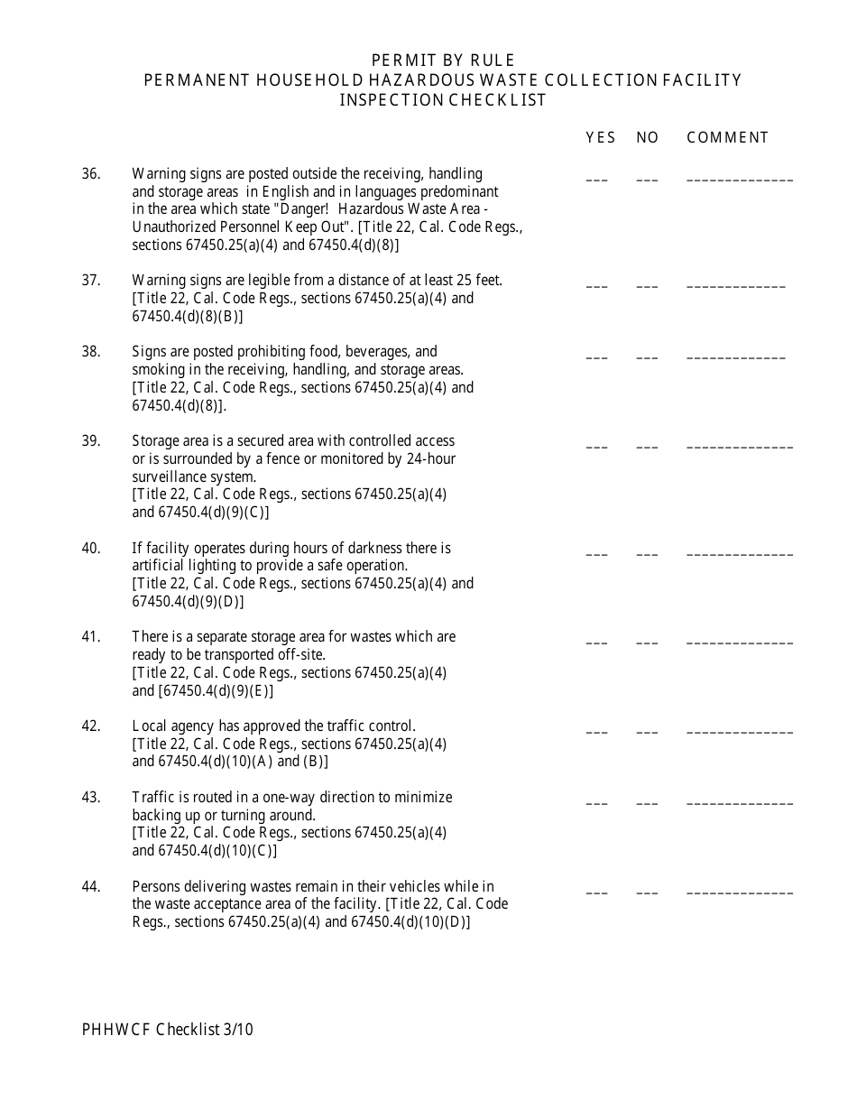 California Permanent Household Hazardous Waste Collection Facility