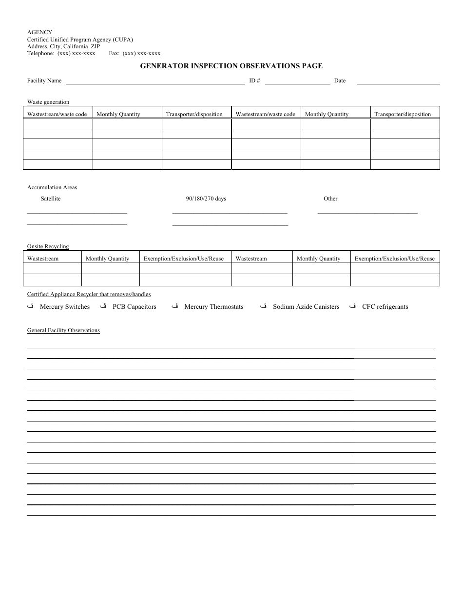 Hazardous Waste Generator Inspection Report - California, Page 3