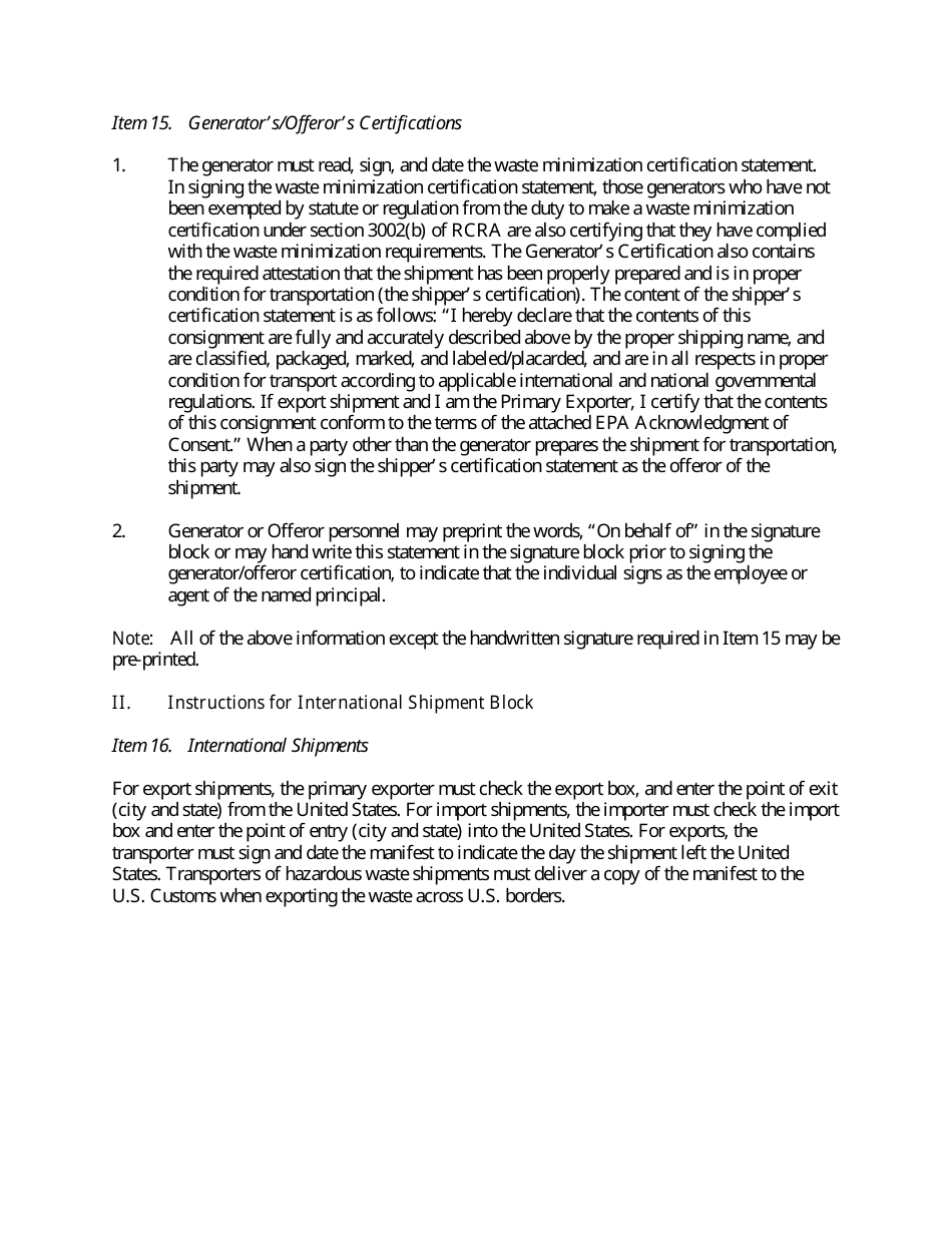 Download Instructions for EPA Form 8700-22 Uniform Hazardous Waste ...