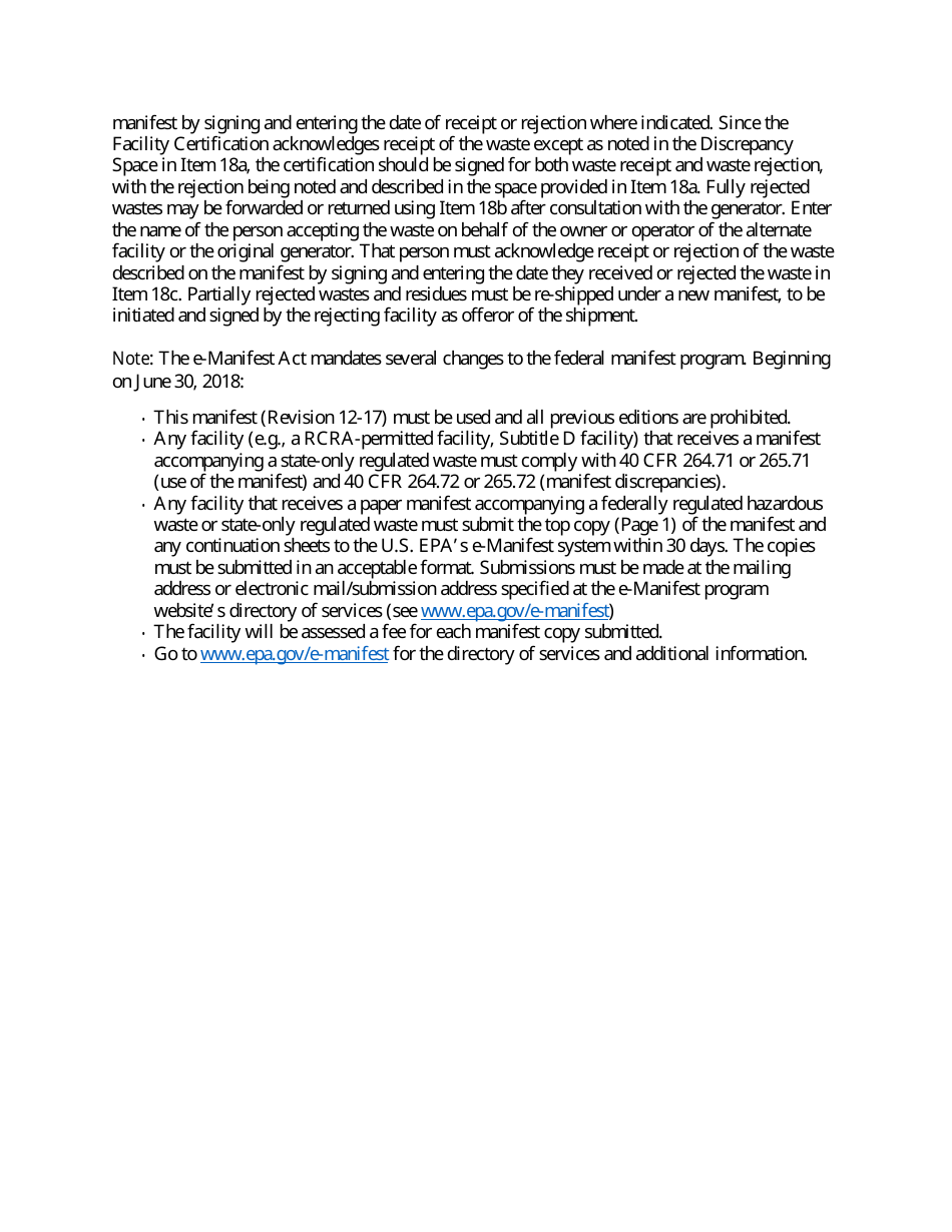 Instructions for EPA Form 8700-22 Uniform Hazardous Waste Manifest, Page 8