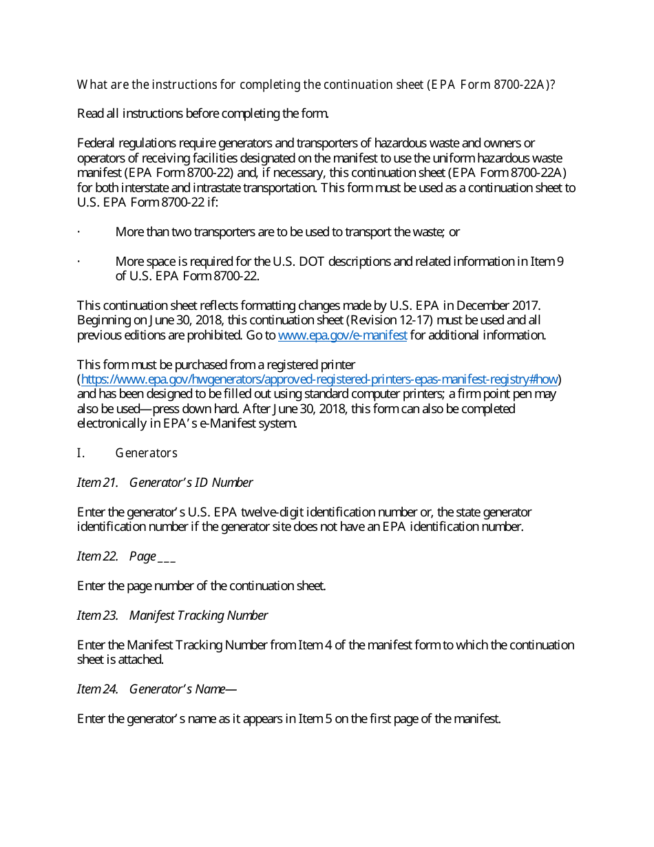 Instructions for EPA Form 8700-22 Uniform Hazardous Waste Manifest, Page 9
