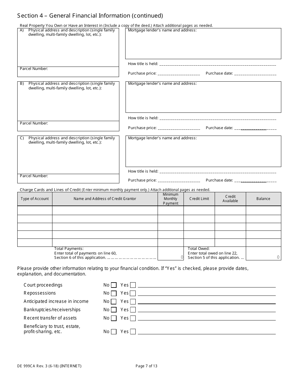 Form DE999CA Multi-Agency Form for Offer in Compromise - California, Page 7