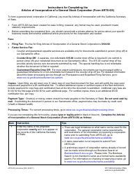 Document preview: Form ARTS-GS Articles of Incorporation of a General Stock Corporation - California