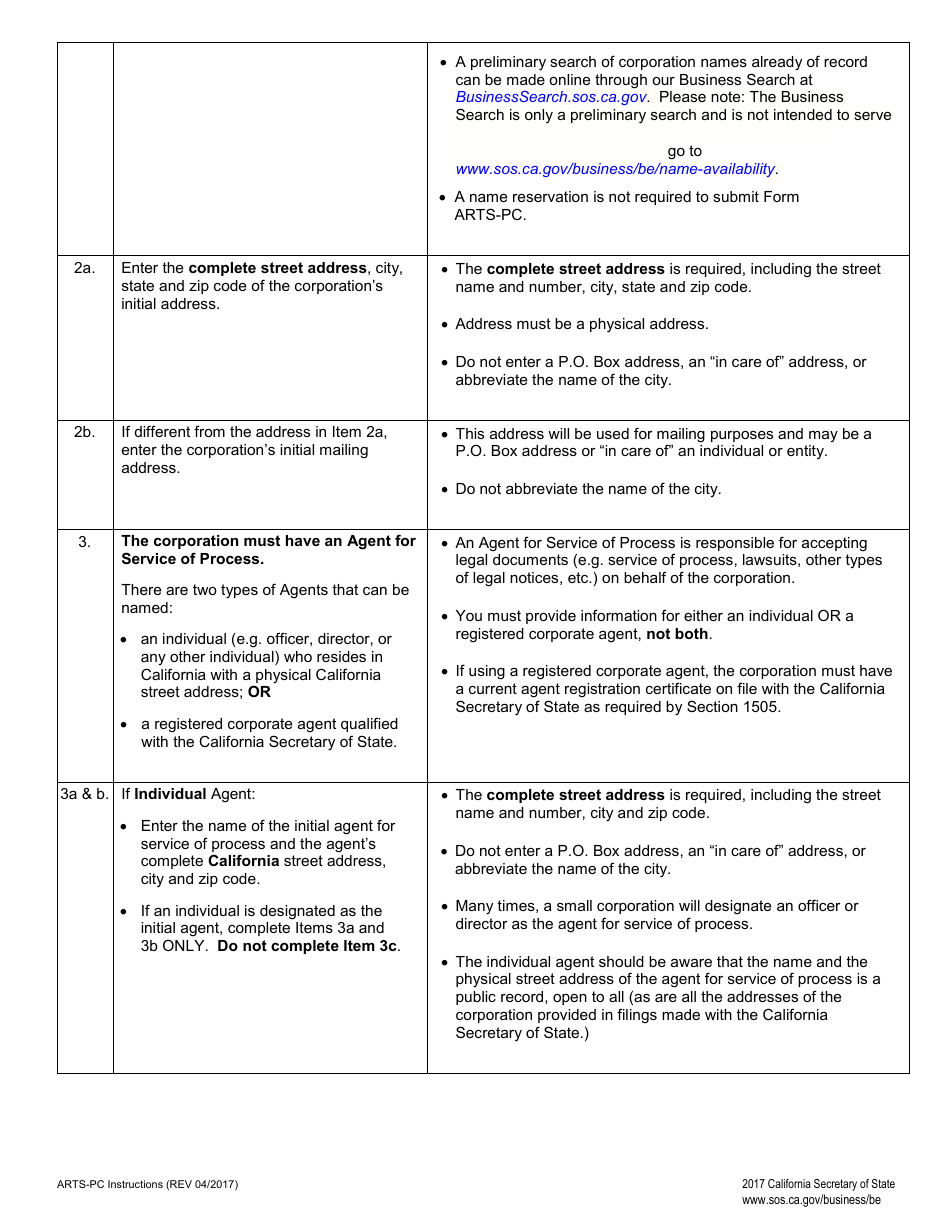 Form ARTS-PC Articles of Incorporation of a Professional Corporation - California, Page 2