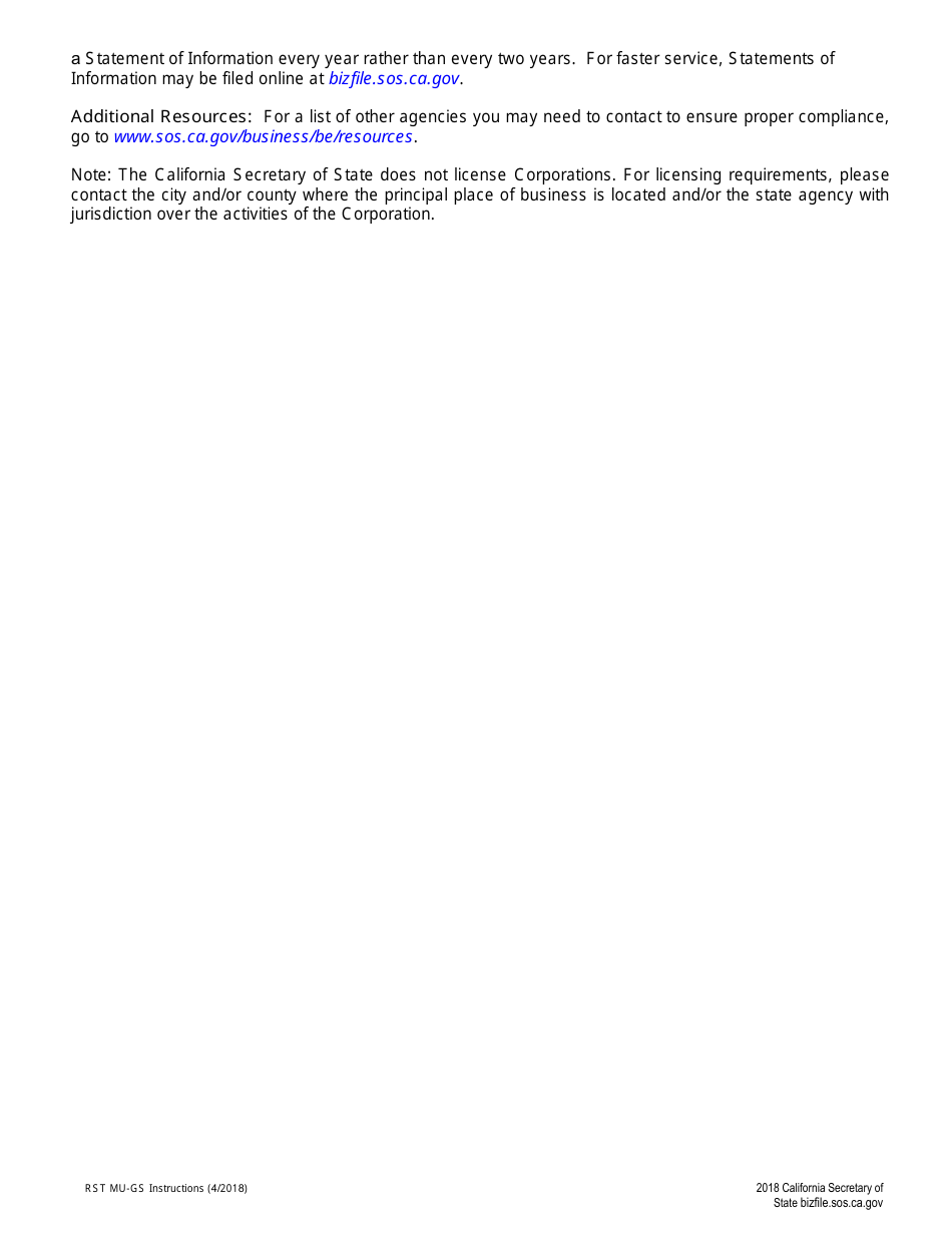 Form RST MU-GS Restated Articles of Incorporation - Nonprofit Mutual Benefit Corporation to General Stock Corporation - California, Page 5