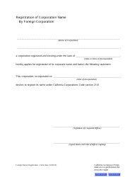 Registration of Corporation Name by Foreign Corporation Form - California, Page 3