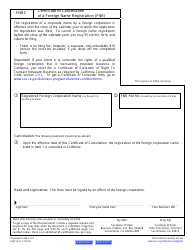 Document preview: Form FNRC Certificate of Cancellation of a Foreign Name Registration (Fnr) - California