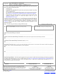 Form LLC-11 &quot;Certificate of Correction of a Limited Liability Company (LLC)&quot; - California