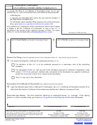 Document preview: Form LLC-8 Certificate of Continuation of a California Limited Liability Company (LLC) - California