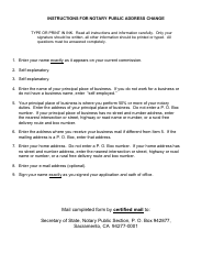 Document preview: Form SOS/NP34 Notary Public Address Change - California