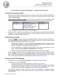 Document preview: Private Service Company Request Form - California