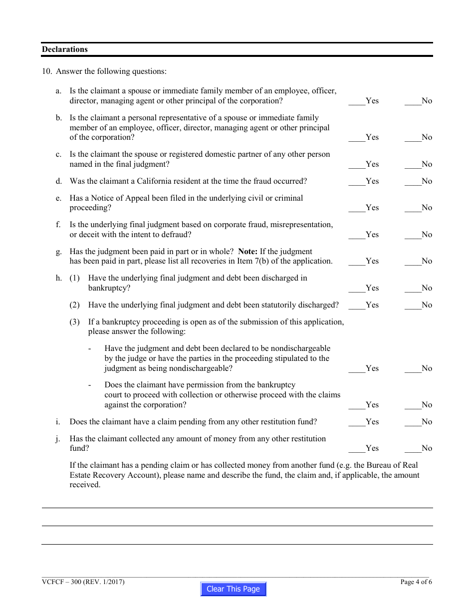 Form VCFCF-300 Application for Payment - California, Page 10