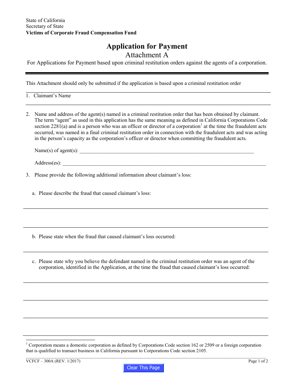 Form VCFCF-300 Application for Payment - California, Page 13