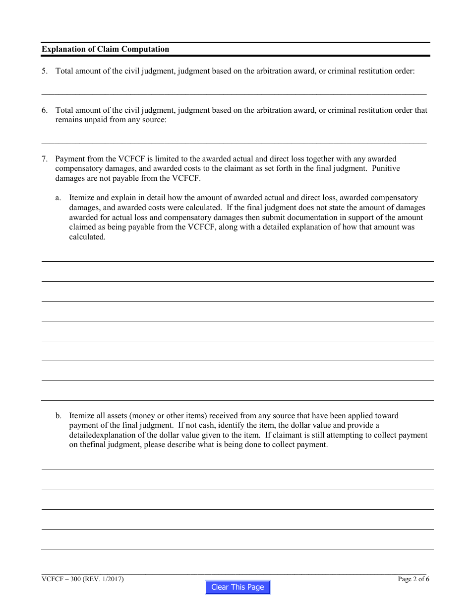 Form VCFCF-300 Application for Payment - California, Page 8