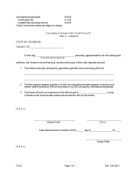 Document preview: Facsimile Signature Certificate Form - Colorado
