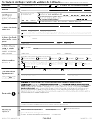 Formulario 100-S Formulario De Registracion De Votante De Colorado - Colorado (Spanish)