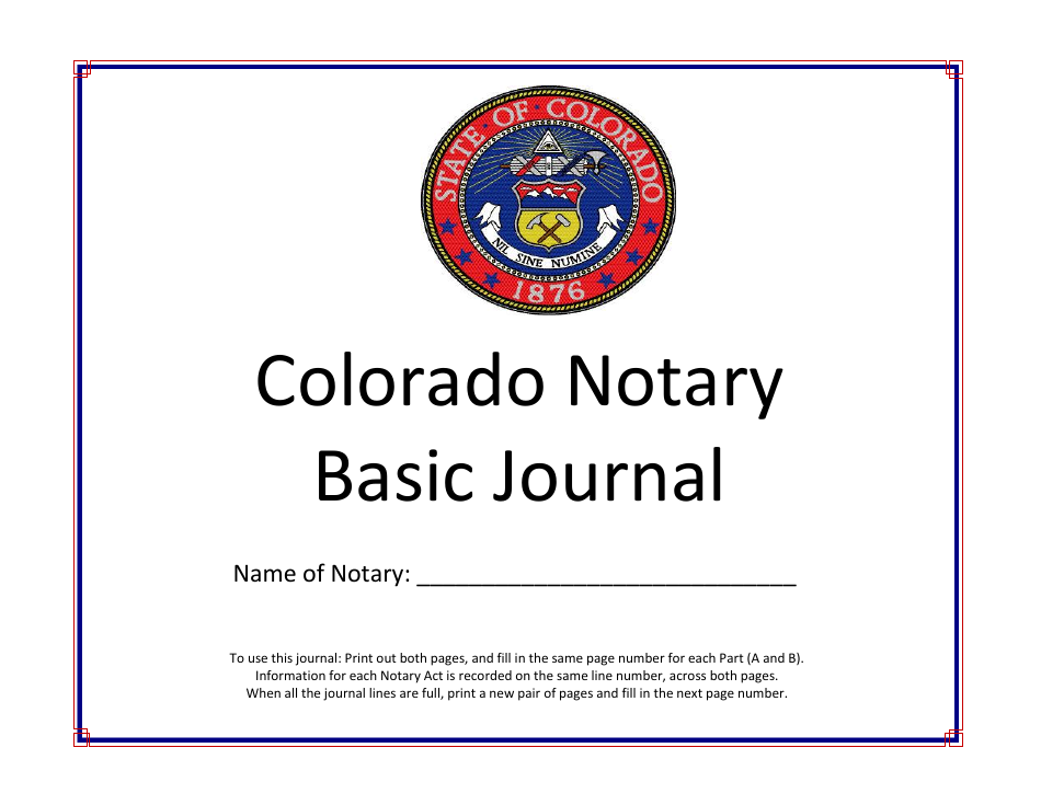 Colorado Notary Basic Journal - Colorado, Page 1