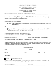 Document preview: Authentication Request Form - Apostille or Certificate - Colorado