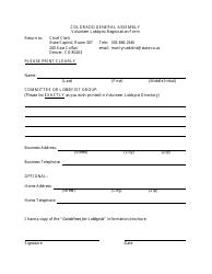 Document preview: Volunteer Lobbyist Registration Form - Colorado