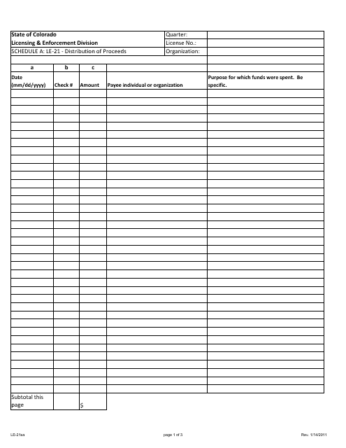 Form LE-21 Schedule A - Fill Out, Sign Online and Download Fillable PDF ...