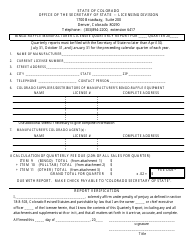 Document preview: Bingo-Raffle Manufacturer Licensee Quarterly Report Form - Colorado