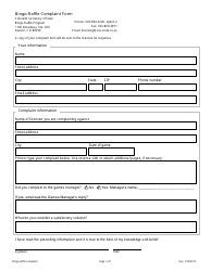 Document preview: Bingo-Raffle Complaint Form - Colorado