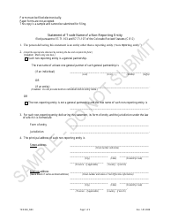 Document preview: Statement of Trade Name of a Non-reporting Entity - Sample - Colorado