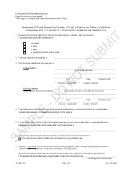 Document preview: Statement of Trade Name of an Estate, a Trust, a State or an Other Jurisdiction - Sample - Colorado