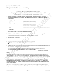 Document preview: Statement of Change of Trade Name Information Changing the Description of Business Transacted or Activities Conducted - Sample - Colorado