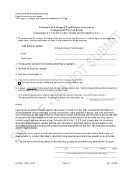 Document preview: Statement of Change of Trade Name Information Changing the Form of Entity - Sample - Colorado