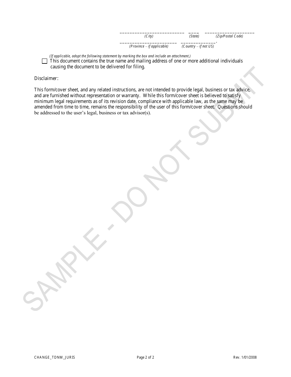 Statement of Change of Trade Name Information Changing the Jurisdiction - Sample - Colorado, Page 2
