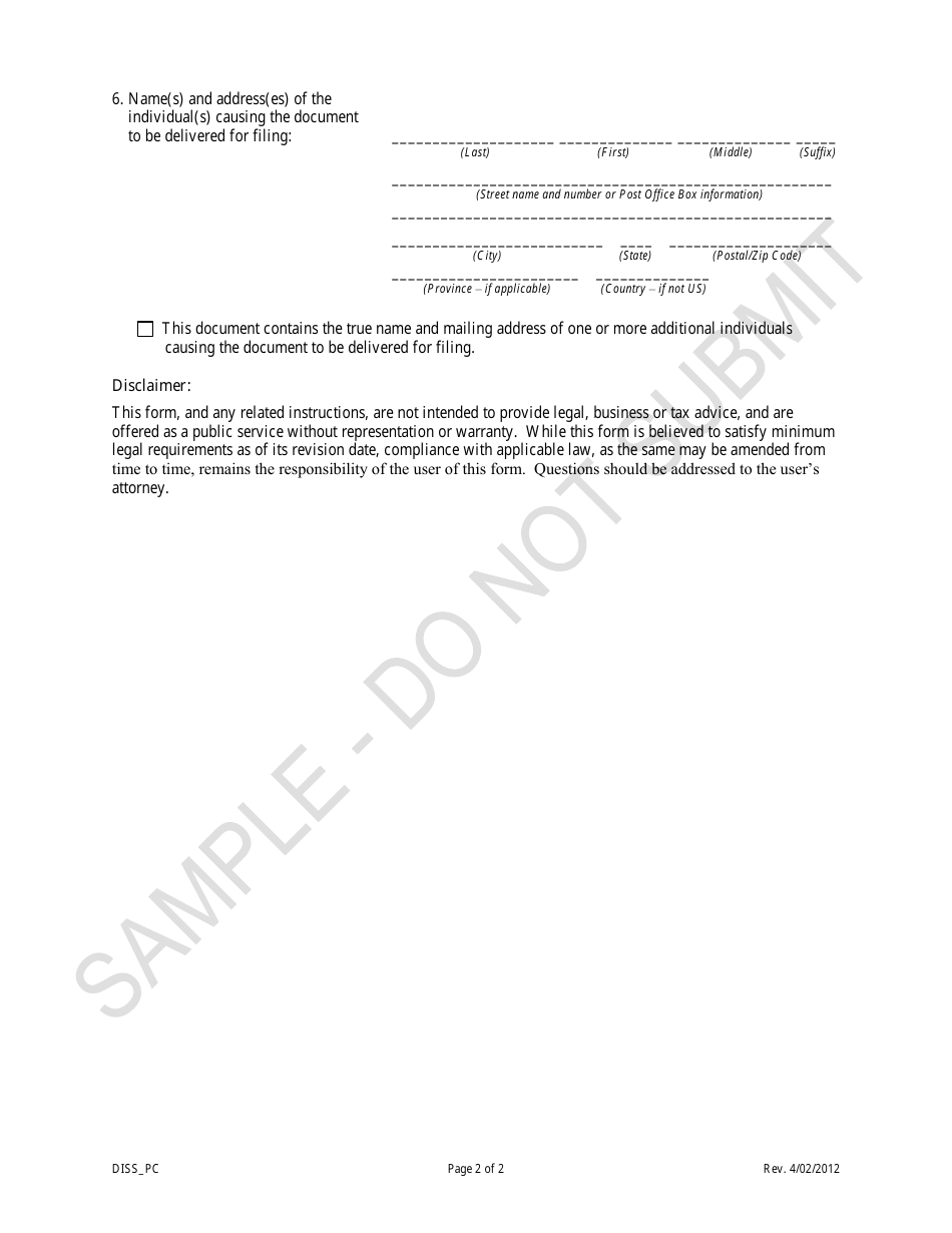 Colorado Articles of Dissolution - Profit Corporations - Sample - Fill ...