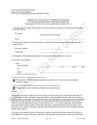 Document preview: Statement of Correction of Trade Name Information Correcting the Name of the Trade Name Registrant - Sample - Colorado