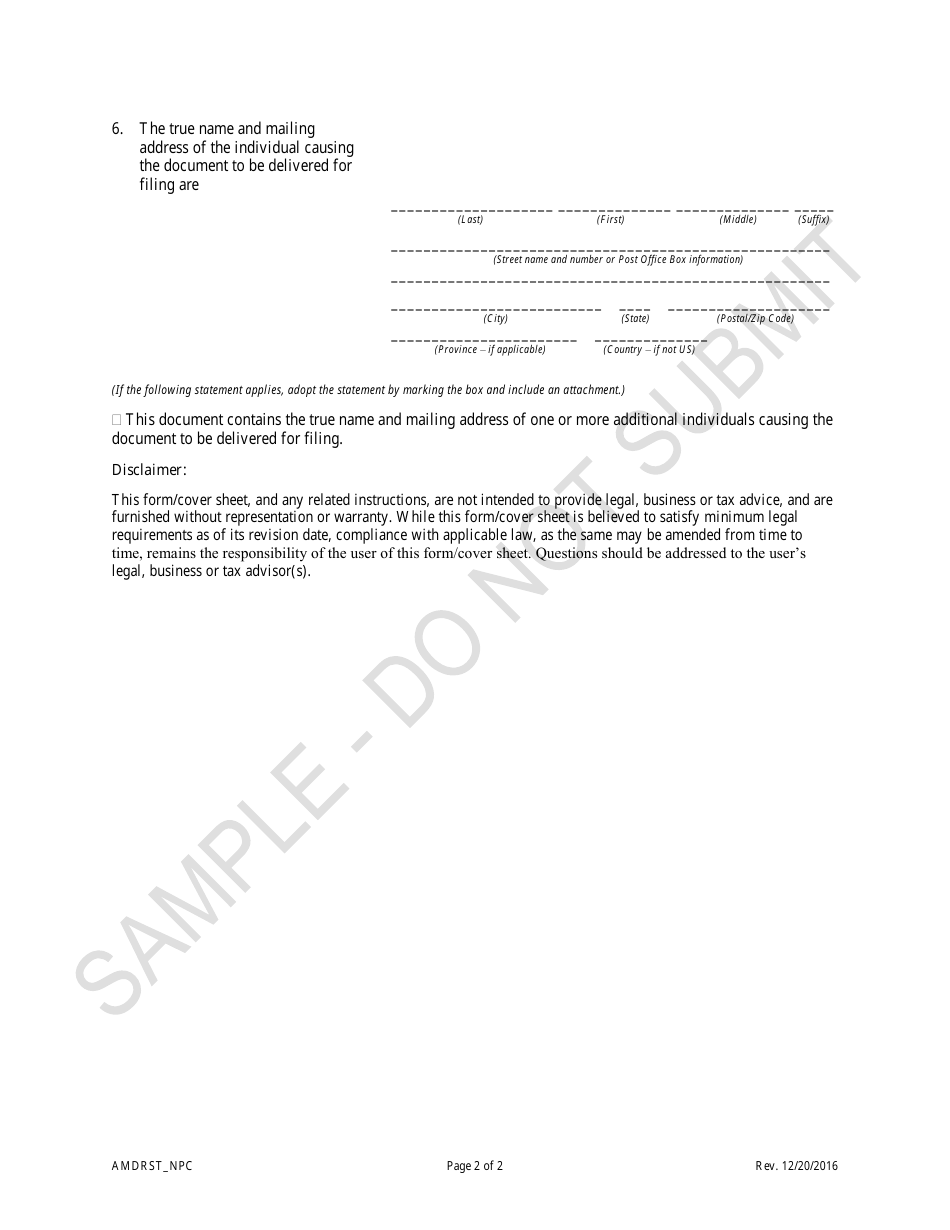Amended and Restated Articles of Incorporation - Nonprofit Corporations - Sample - Colorado, Page 2