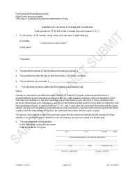 Document preview: Statement of Correction Correcting the Jurisdiction - Sample - Colorado