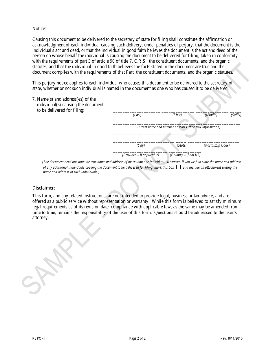 Colorado Periodic Report - Sample - Fill Out, Sign Online and Download ...