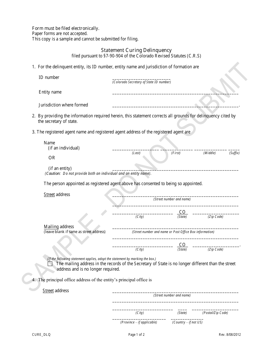 Colorado Statement Curing Delinquency - Sample - Fill Out, Sign Online ...