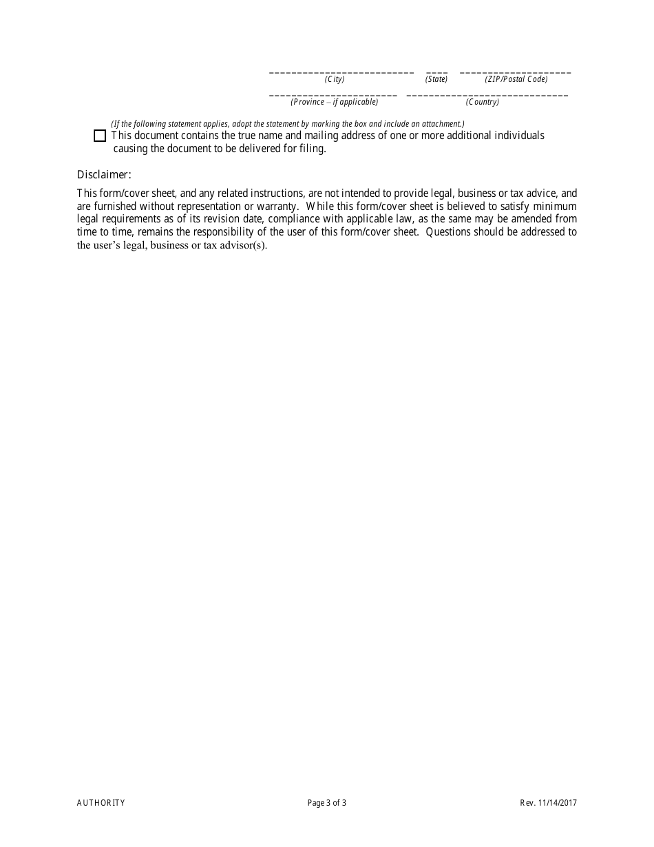 Statement of Correction Correcting a Mistakenly Filed Domestic Entity That Was Meant to Be a Foreign Entity - Colorado, Page 5