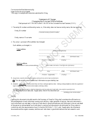 Document preview: Statement of Change Changing the Principal Office Address - Sample - Colorado