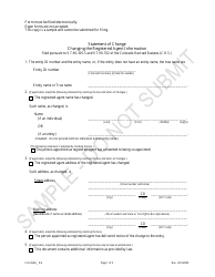 Document preview: Statement of Change Changing the Registered Agent Information - Sample - Colorado