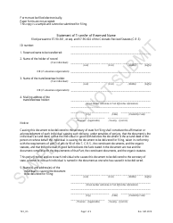 Statement of Transfer of Reserved Name - Sample - Colorado
