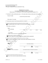 Document preview: Statement of Correction Correcting the Registered Agent Information - Sample - Colorado