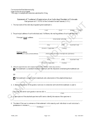 Statement of Trademark Registration of an Individual Resident of Colorado - Sample - Colorado